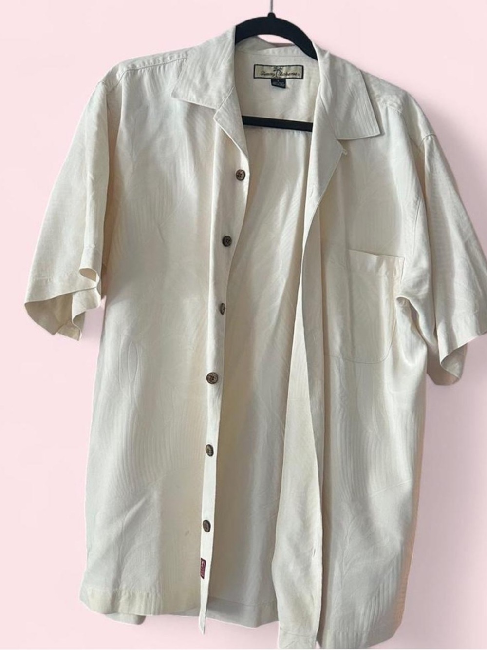 Tommy Bahama Cream Short-Sleeve 100% Silk Shirt